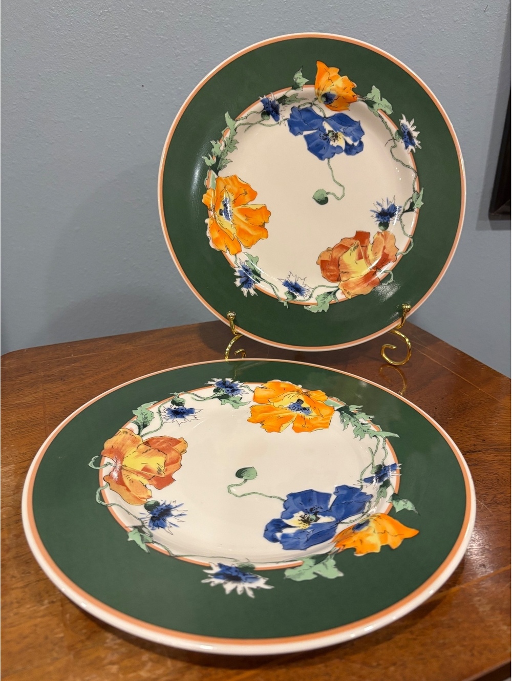 Pickard China Bethel Inn Country Club Plates Set of 2 Hand Painted Poppy